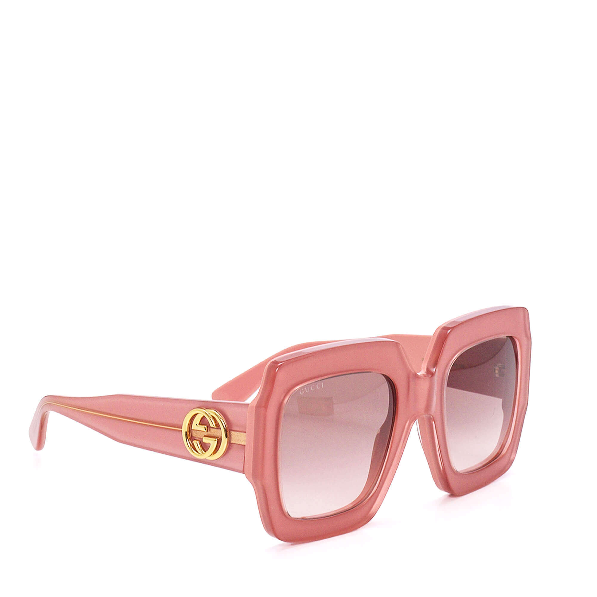 Gucci - Pink Acetate Interlocking G Logo Oversized Square Sunglasses